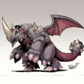 Destoroyah x Rocksteady concept art by Fero Pe