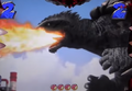 Gamera breathes fire in the CR Gamera Battle Pachinko