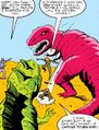 The mutated Godzilla seeing the robotic Devil Dinosaur