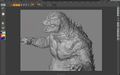 Godzilla is detailed with zBrush