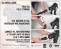 Instructions of how to safely attach the 2014 Godzilla 12-inch figure's tail