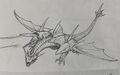 Desghidorah concept art by Shinji Nishikawa. Elements from it were later referenced for Dagahra.[1]