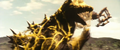 Godzilla ensnared in Kumonga's Strong-Binding Deathcross Net