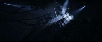 The wreckage of an Akula-class submarine in Godzilla (2014)