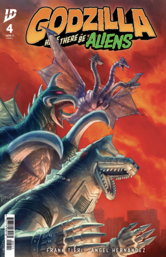 Cover A of Godzilla: Here There Be Aliens #4 by Fero Pe