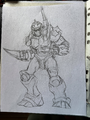 Early Mechagodzilla x Shredder concept art by Fero Pe
