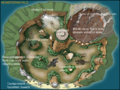 Monster Island map with labeled features concept art