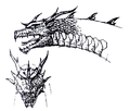 Concept art of Modern Type King Ghidorah's heads