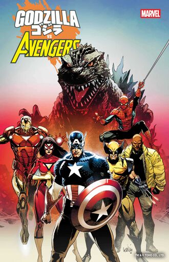 The main cover of Godzilla vs. Avengers by Leinil Francis Yu