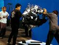 The 1/2 scale Kiryu and Godzilla models are prepared for filming of the final scene.