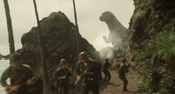 Godzillasaurus battles American landing forces (Godzilla vs. King Ghidorah)