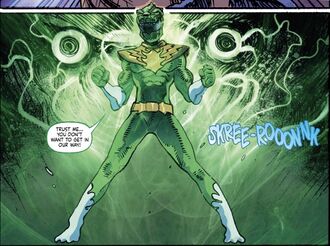 The Green Kaiju Power Ranger in Godzilla vs. The Mighty Morphin Power Rangers II #3