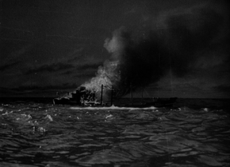 The Eiko Maru in Godzilla, after being set on fire by Godzilla