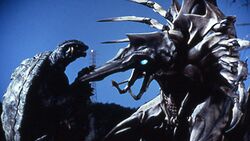 Gamera fighting Mother Legion in Gamera 2: Attack of Legion