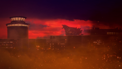 Godzilla Earth roaring in the sunset (GODZILLA: Planet of the Monsters)
