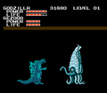Godzilla battling Gezora