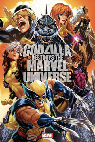 The main cover of Godzilla Destroys the Marvel Universe #3 by Mark Brooks