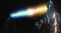 Mechagodzilla's Mega Buster locks with Godzilla's atomic breath.