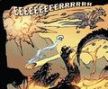 Monster X transforming back into Keizer Ghidorah and flying off in Godzilla: Rage Across Time #5