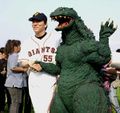 Godzilla with Hideki Matsui, whose nickname is "Godzilla"