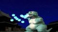 LittleGodzilla shoots a Bubble Attack in Godzilla: Trading Battle