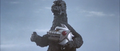 Godzilla holding Mechagodzilla 2's head after tearing it off of its body