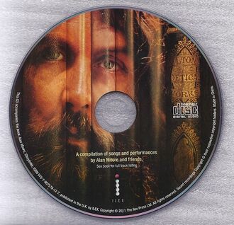 The disc art for A Compilation of Songs and Performances by Alan Moore and Friends
