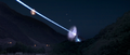 Godzilla shoots down several fighter jets attacking him