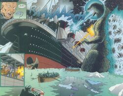 Godzilla attacking the Titanic