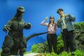 Godzilla and visitors in the diorama