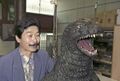 Satsuma on the set of Godzilla vs. Mechagodzilla II
