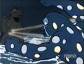 Gravity Goliath shooting Godzilla with his energy beams