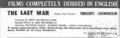 The Last War listed with an English dub in Toho Films (1962)