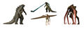 Bandai Godzilla 2014 HG Gashapon capsule toys "Godzilla," "MUTO" 1, "MUTO" 2, & "Spit Fire Godzilla"