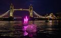 London promotional statue of Godzilla in the River Thames
