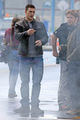Aaron Taylor-Johnson on set