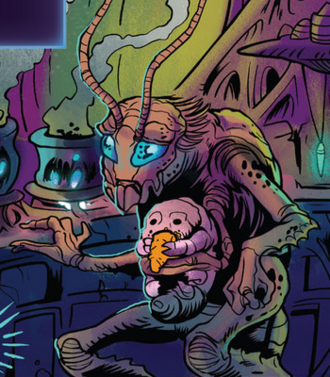 A Laitian with their baby in Godzilla Rivals: Vs. SpaceGodzilla