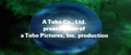 English "A Toho Co., Ltd. presentation of a Toho Pictures, Inc. production" card from the international version of Godzilla: Tokyo SOS