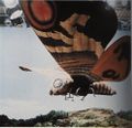 The recycled 1964 Mothra imago prop on set for Ebirah, Horror of the Deep