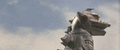 Mechagodzilla rotates its head backwards to attack both Godzilla and King Caesar in Godzilla vs. Mechagodzilla