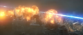 Godzilla firing his beam a great distance in Godzilla vs. Megalon