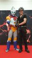 Jet Jaguar with XJapan member Toru Yamashita at a stage event