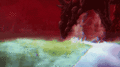 Godzilla executing the freezing vapor.