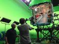 A train set with a green-screen