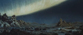 The landscape of Planet X, with Jupiter in the sky