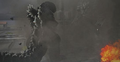 Godzilla and Kiryu, Kiryu hiding in the smoke