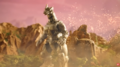 Biollante's energy spores interacting with Kiryu