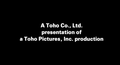 English "A Toho Co., Ltd. presentation of a Toho Pictures, Inc. production" card from the international version of Rebirth of Mothra 3