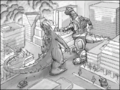 Godzilla vs. Mechagodzilla 2 pencil drawing concept art (#1)