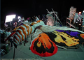 The Mothra imago prop is readied for a fight scene with the GMKGoji suit.